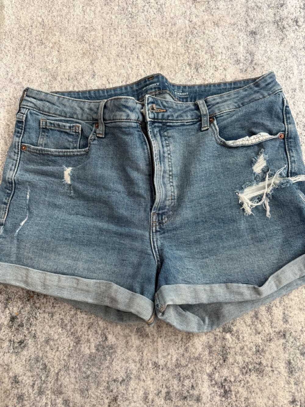 Old Navy Light Blue Distressed Rolled-Hem Jean Shorts